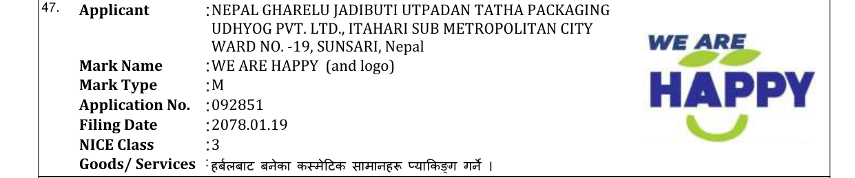 Original bulletin entry for WE ARE HAPPY (and logo)