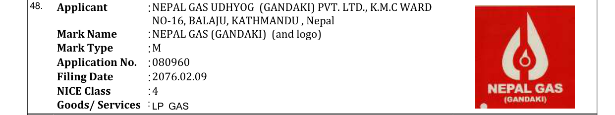 Original bulletin entry for NEPAL GAS (GANDAKI) (and logo)