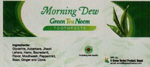 MORNING DUE GREEN TEA NEEM TOOTHPASTE (and logo) trademark logo