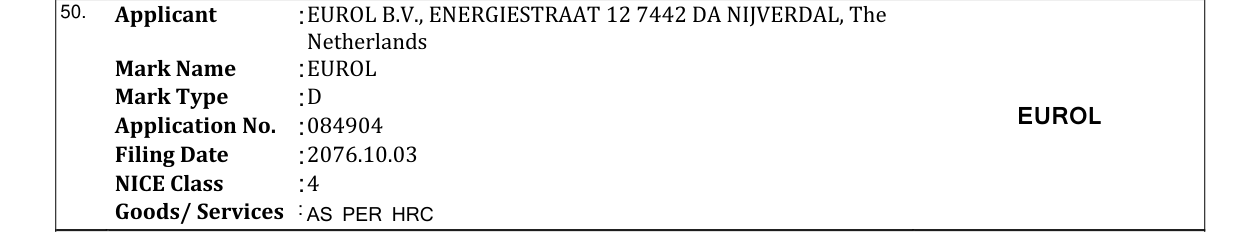 Original bulletin entry for EUROL