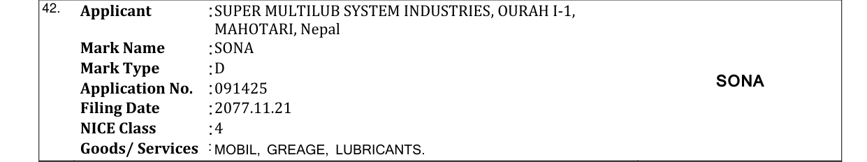 Original bulletin entry for SONA