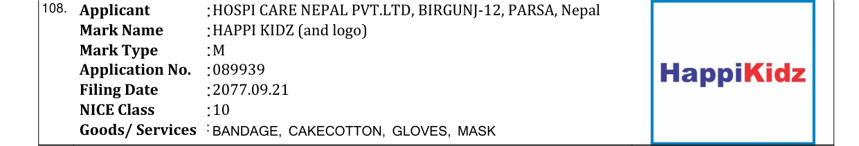 Original bulletin entry for HAPPI KIDZ (and logo)