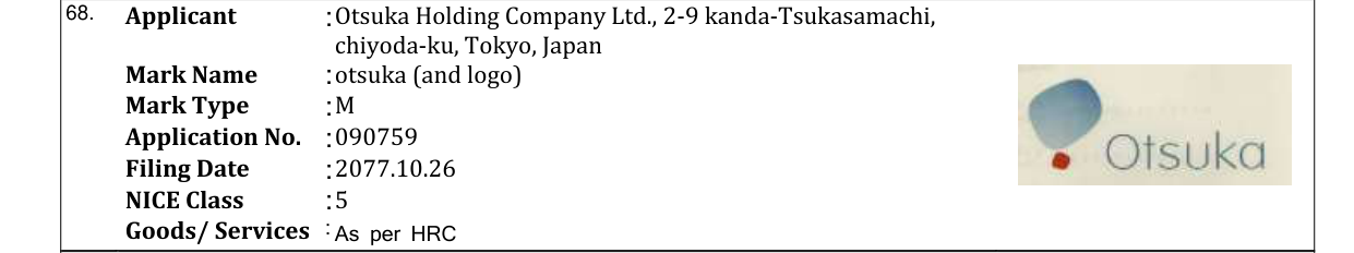 Original bulletin entry for otsuka (and logo)