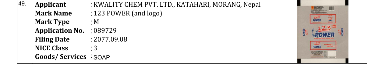 Original bulletin entry for 123 POWER (and logo)
