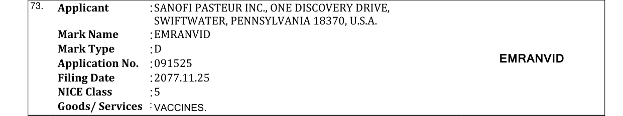 Original bulletin entry for EMRANVID