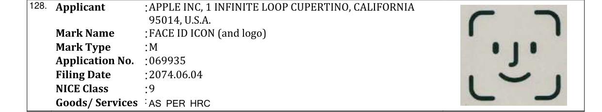 Original bulletin entry for FACE ID ICON (and logo)