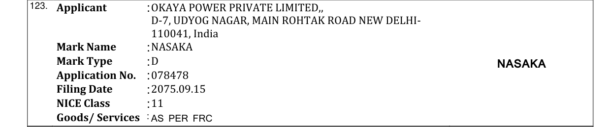 Original bulletin entry for NASAKA
