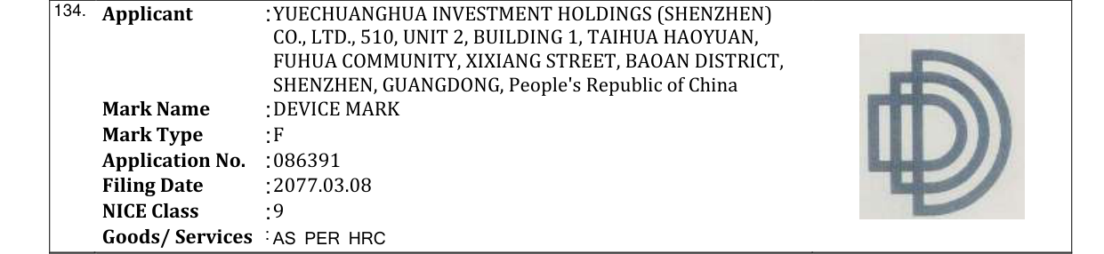 Original bulletin entry for DEVICE MARK