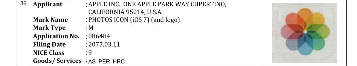 Original bulletin entry for PHOTOS ICON (iOS 7) (and logo)