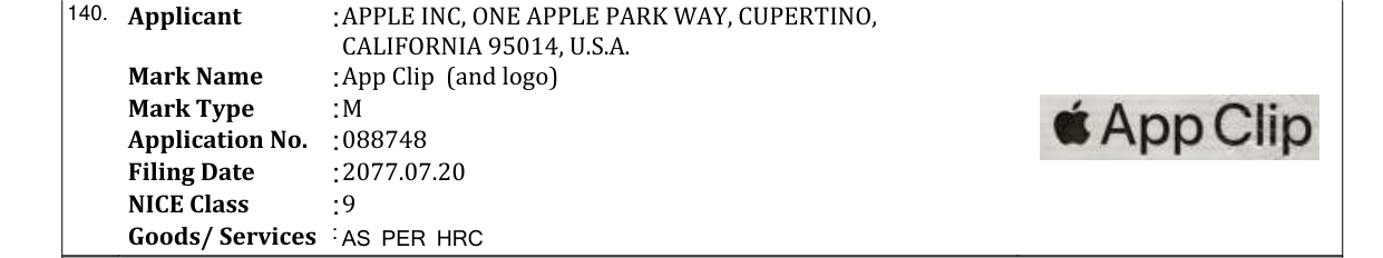 Original bulletin entry for App Clip (and logo)