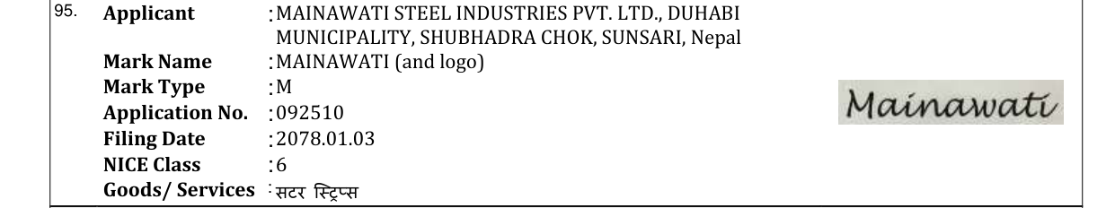 Original bulletin entry for MAINAWATI (and logo)