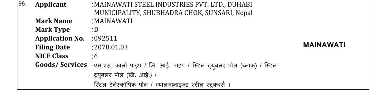 Original bulletin entry for MAINAWATI