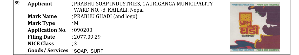 Original bulletin entry for PRABHU GHADI (and logo)