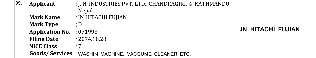 Original bulletin entry for JN HITACHI FUJIAN