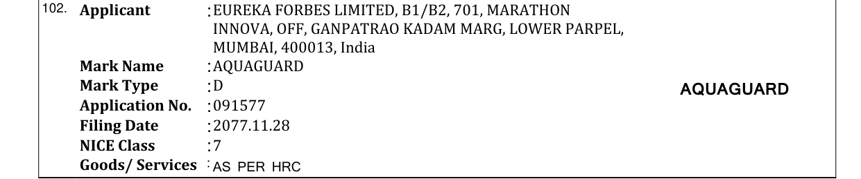 Original bulletin entry for AQUAGUARD