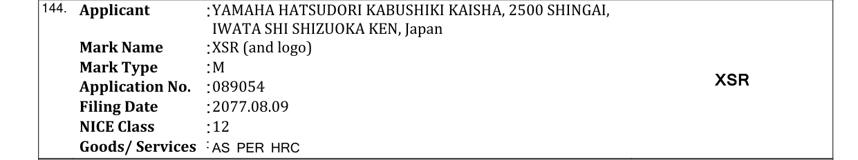 Original bulletin entry for XSR (and logo)