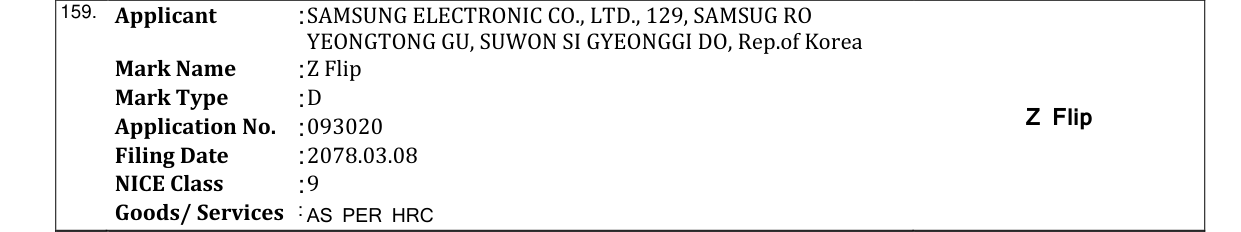 Original bulletin entry for Z Flip