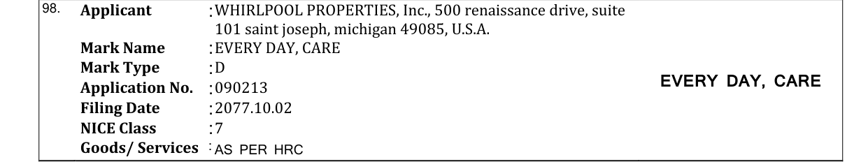 Original bulletin entry for EVERY DAY, CARE