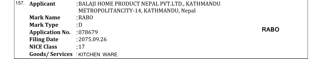 Original bulletin entry for RABO