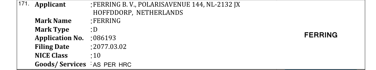 Original bulletin entry for FERRING