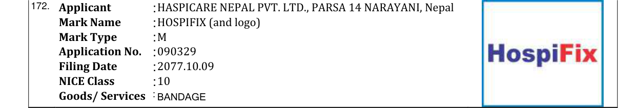 Original bulletin entry for HOSPIFIX (and logo)