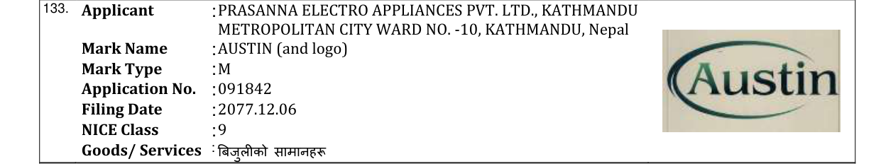 Original bulletin entry for AUSTIN (and logo)
