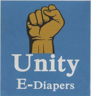 UNITY E-DIAPERS (and logo) trademark logo