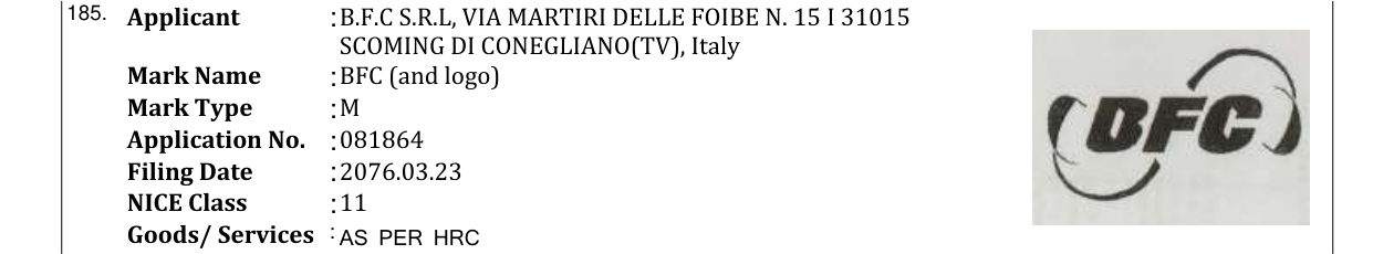 Original bulletin entry for BFC (and logo)