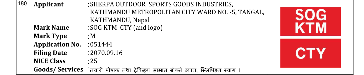 Original bulletin entry for SOG KTM CTY (and logo)