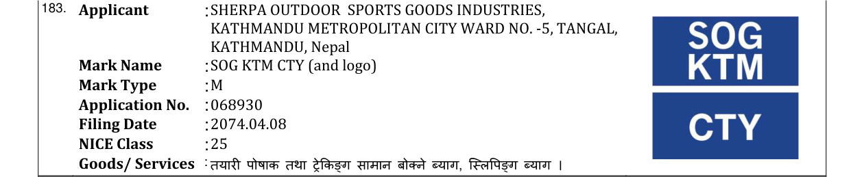 Original bulletin entry for SOG KTM CTY (and logo)