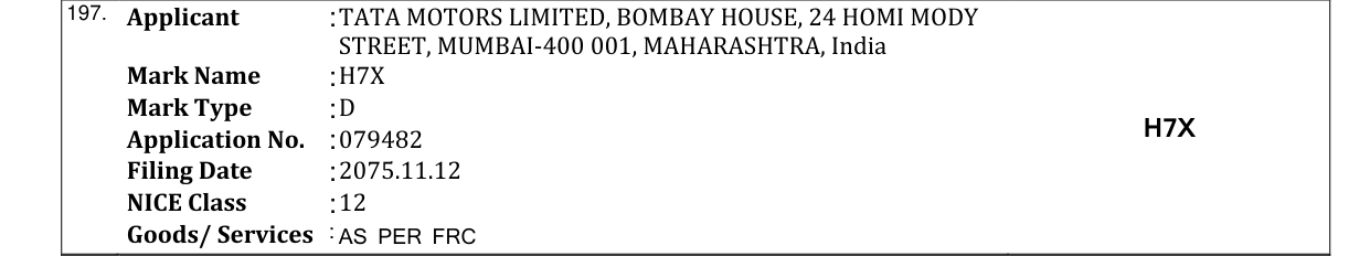 Original bulletin entry for H7X