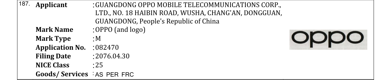 Original bulletin entry for OPPO (and logo)