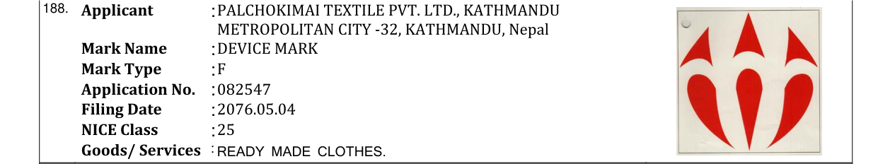 Original bulletin entry for DEVICE MARK