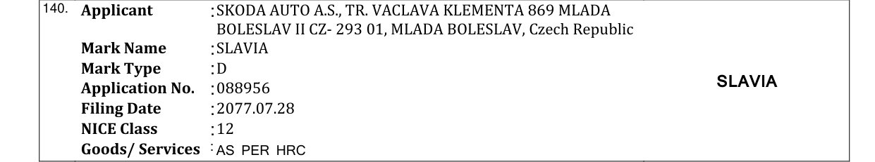 Original bulletin entry for SLAVIA