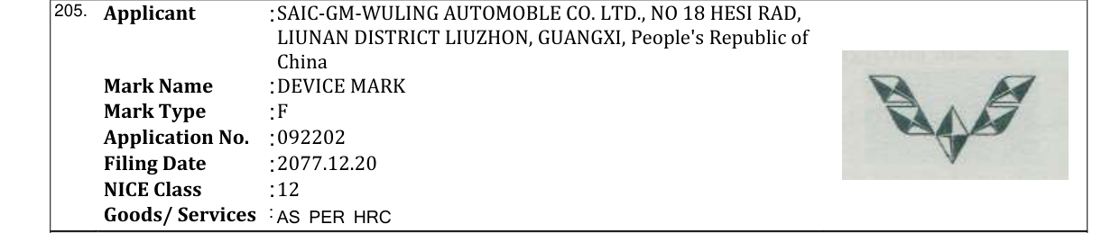 Original bulletin entry for DEVICE MARK