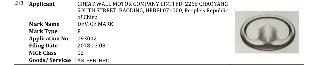Original bulletin entry for DEVICE MARK
