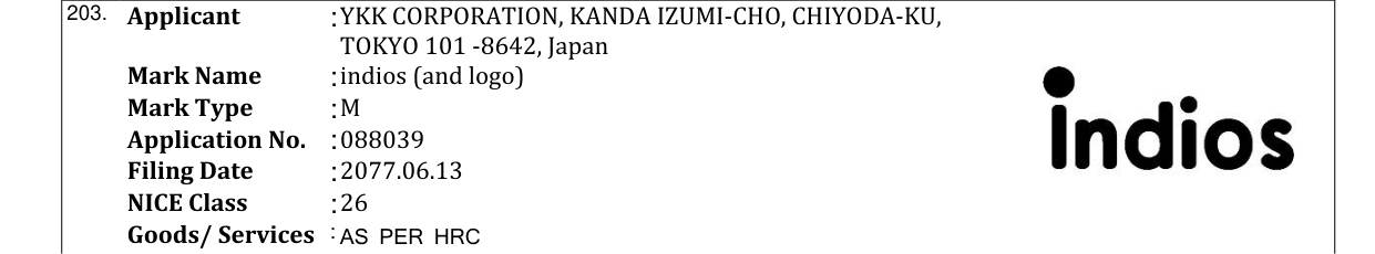 Original bulletin entry for indios (and logo)