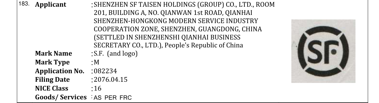 Original bulletin entry for S.F. (and logo)