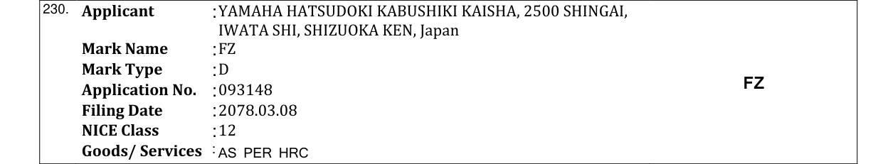 Original bulletin entry for FZ