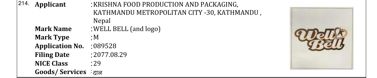 Original bulletin entry for WELL BELL (and logo)