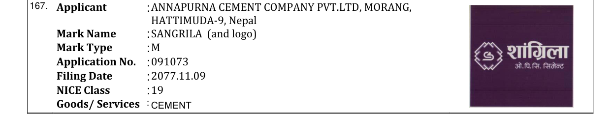 Original bulletin entry for SANGRILA (and logo)