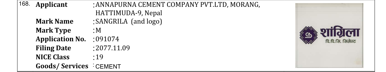 Original bulletin entry for SANGRILA (and logo)