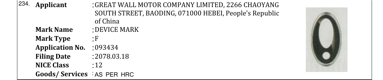 Original bulletin entry for DEVICE MARK