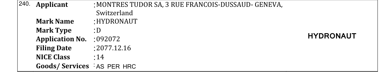 Original bulletin entry for HYDRONAUT