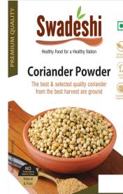 SWADESHI CORIANDER POWDER (and logo) trademark logo