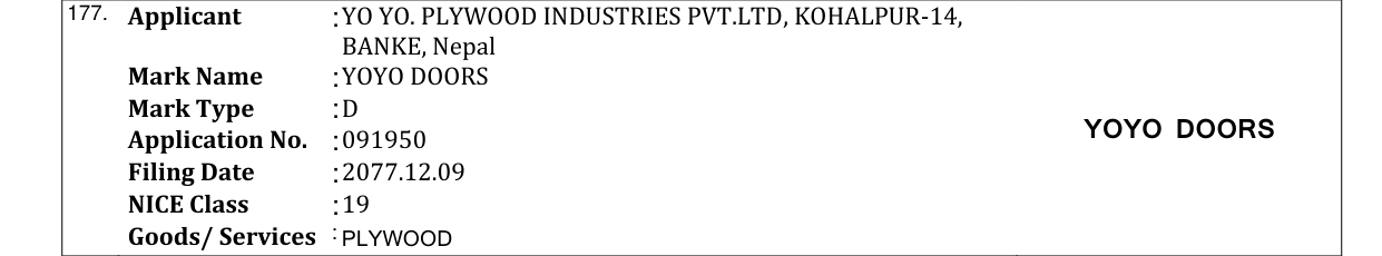 Original bulletin entry for YOYO DOORS