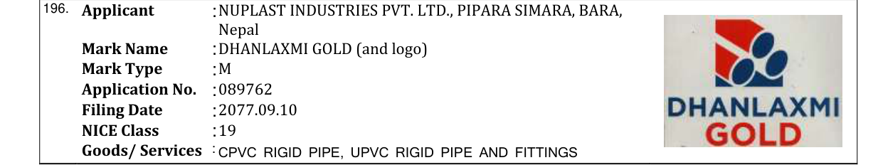 Original bulletin entry for DHANLAXMI GOLD (and logo)