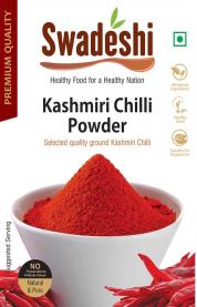 SWADESHI KASHMIRI CHILLI POWDER (and logo) trademark logo