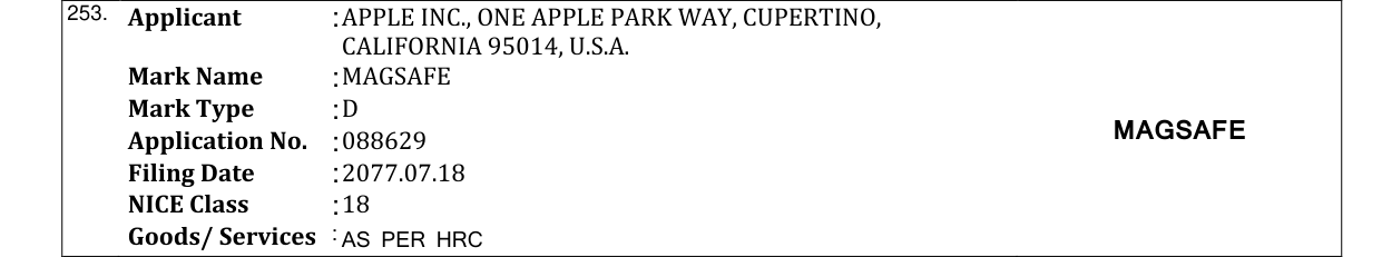 Original bulletin entry for MAGSAFE