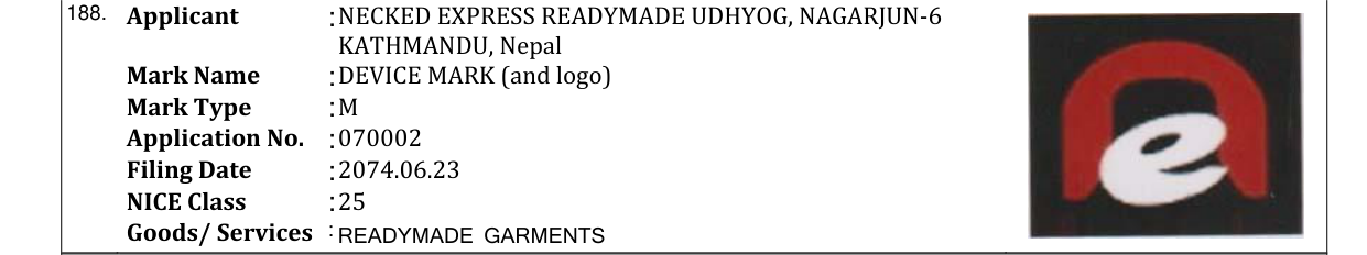 Original bulletin entry for DEVICE MARK (and logo)